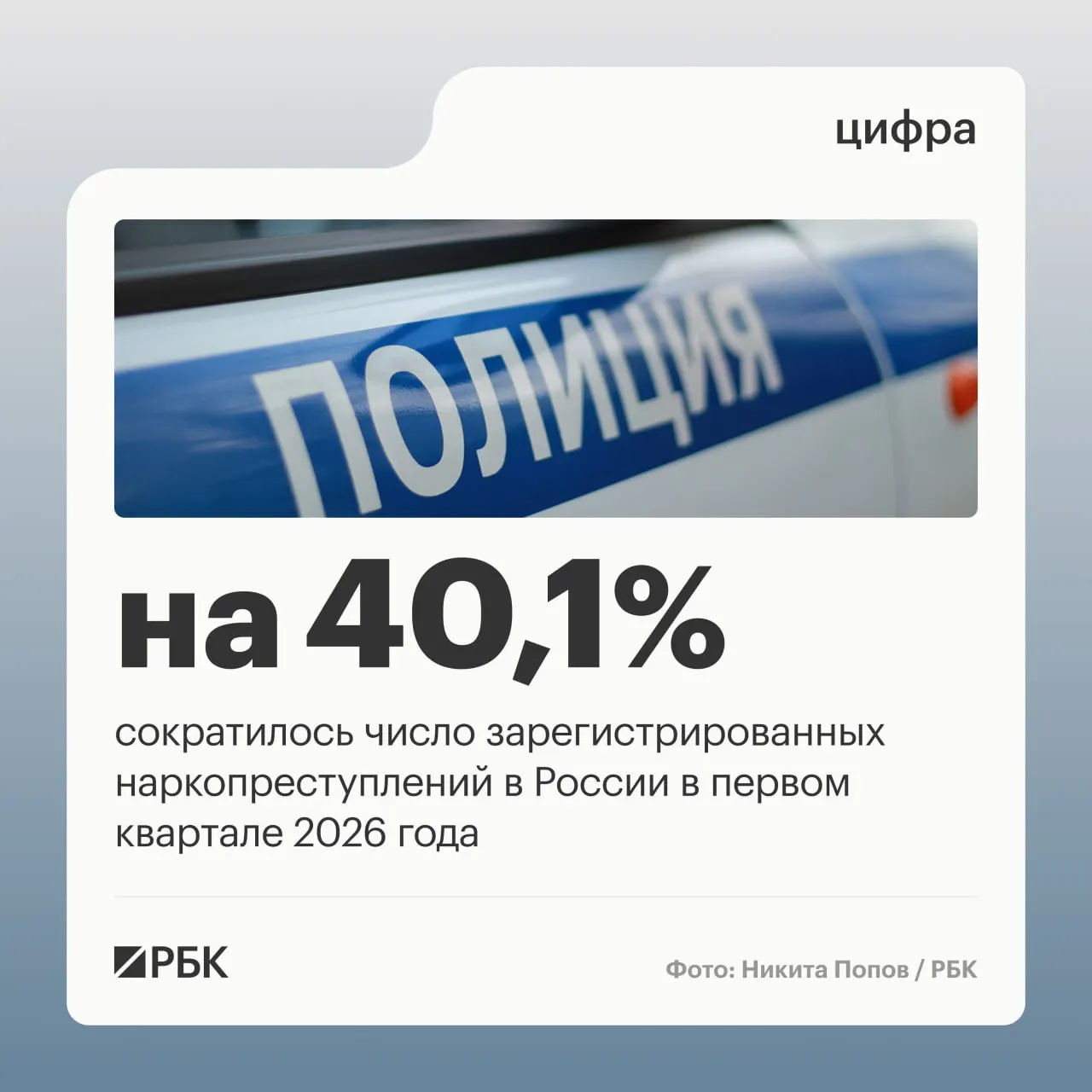 В первом квартале доля зарегистрированных наркопреступлений в структуре преступности сократилась с 12,8% до 9,2%. Число таких преступлений уменьшилось на 40,1% — основная причина связана с изменением правоприменительной практики.