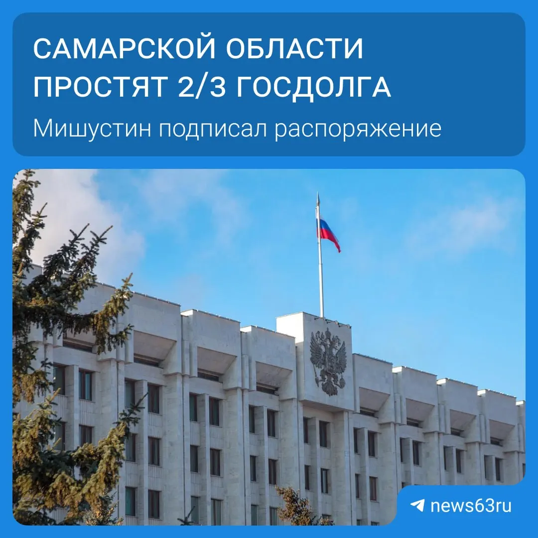 Правительство списало Самарской области долг в размере 20,8 млрд рублей по распоряжению председателя правительства. Всего списания коснулись 21 региона — суммарно более 114 млрд руб.; средства планируют направить на дороги, соцпрограммы и инфраструктуру, списания будут проходить в течение пяти лет.