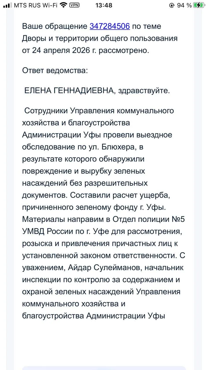 С 23 марта жители сообщают о вырубке на участке 3/9: чиновники сначала ссылались на федеральную собственность, но после множества обращений город выехал на проверку.