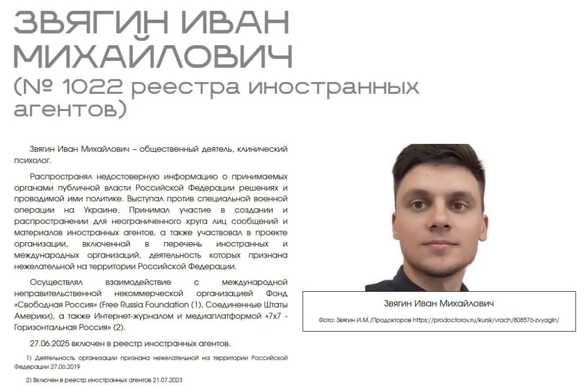 Иван Звягин подал иск к Минюсту, требуя компенсации и опровергая публичную классификацию, где его профессиональную деятельность назвали «вредной» и ставят под угрозу доверие пациентов и коллег.
